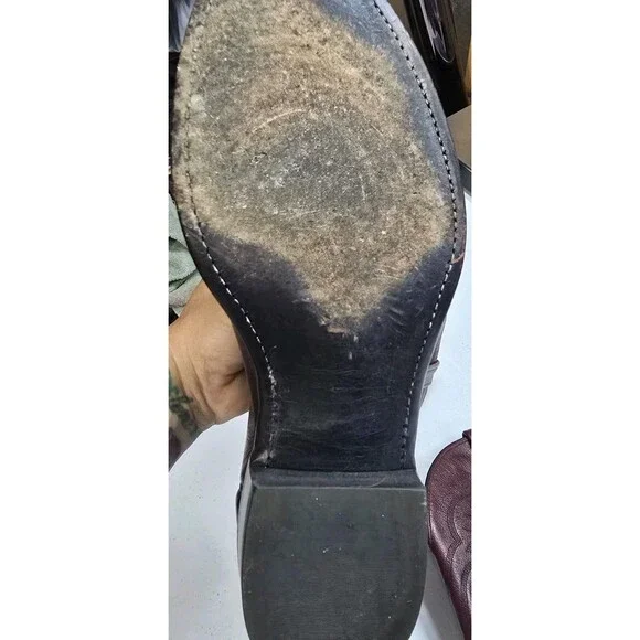 Vintage J. Chisholm Cowboy Western Boots Black Cherry Mens 12 EE 11220 USA Made - Picture 8 of 16